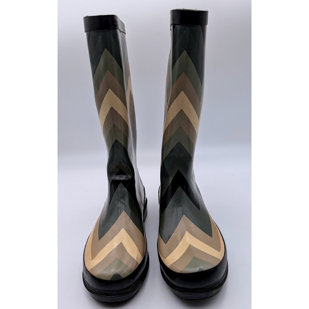 Sugar Chevron Rain Boots Womens Multi Color Zig Zag Waterproof Rubber Tall Boots
